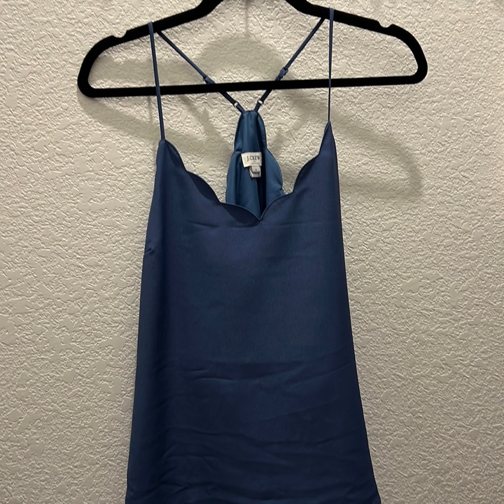 J crew blue camisole with scallop edge detail. Size 8. Great condition.